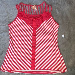 Striped pink/white tank top